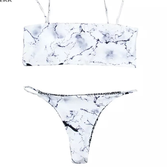 New Marbled Cheeky Bikini Set Small - Picture 2 of 3